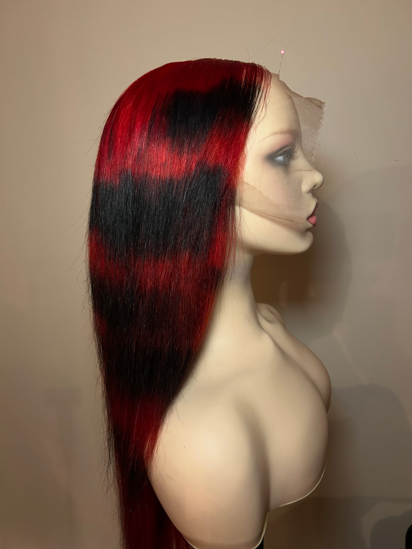 28” 13x6 Red & Black Lace Frontal Wig