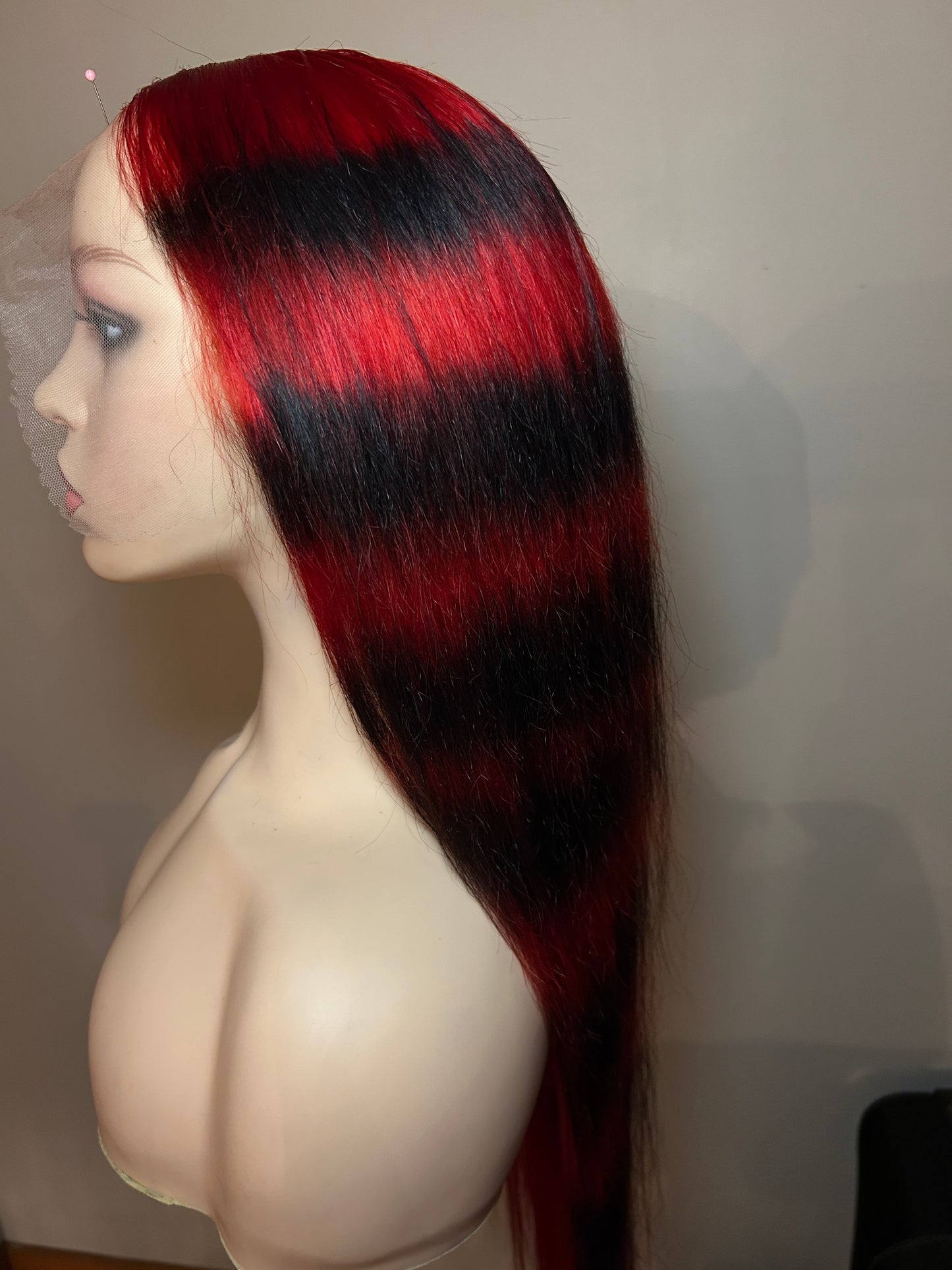 28” 13x6 Red & Black Lace Frontal Wig