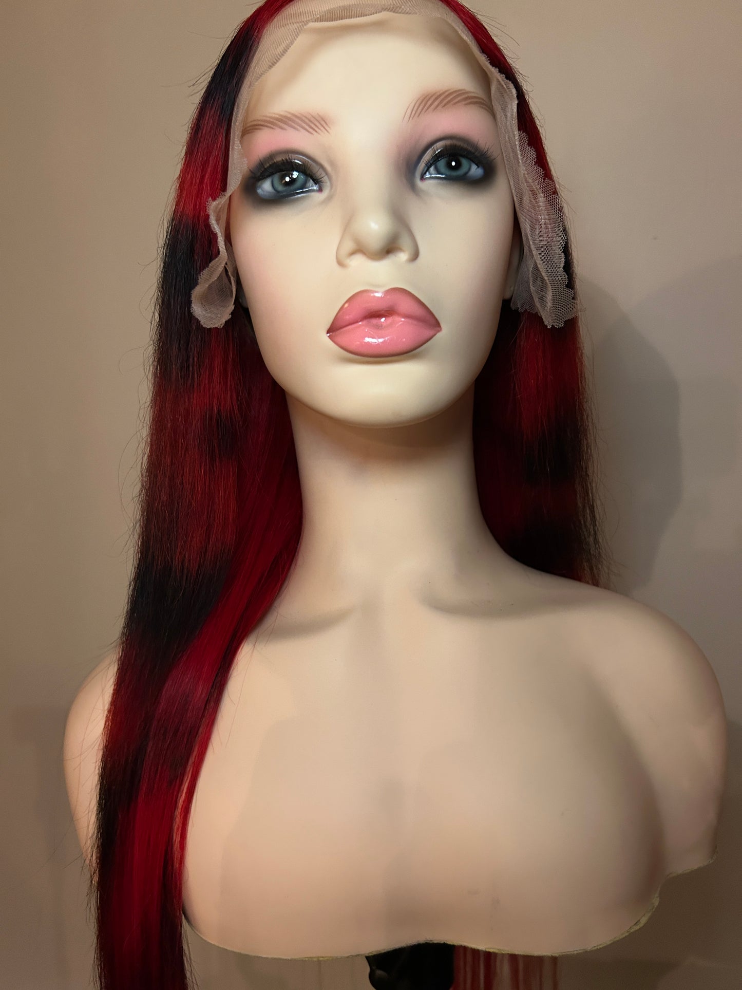 28” 13x6 Red & Black Lace Frontal Wig